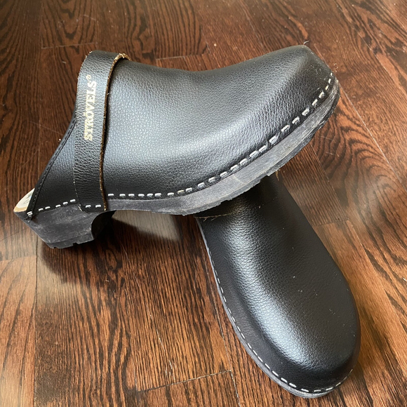 Brand new Vintage Strövels Men EUR 47 Wood Sole Leather Upper black - Picture 6 of 11